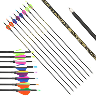 #ad 31quot; Pure Carbon Arrows SP700 1000 ID4.2mm Feathers Archery Recurve Bow Shooting $22.55