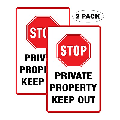 #ad 2x Stop Private Property No Trespassing 6 mil Indoor Outdoor Vinyl Decals $7.95