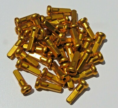 #ad 14mm GOLD Alloy Aluminum spoke nipple 14g 2.0mm Custom amounts $2.48