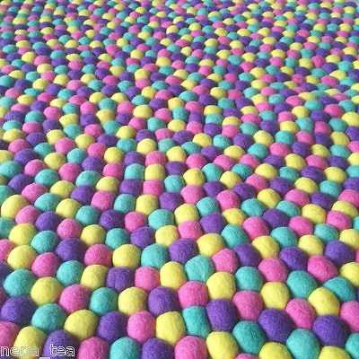 #ad Soft Handmade Play mat Pure Wool Children Felt Ball Freckled Rug Round Carpet $220.78
