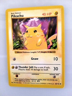 #ad Pokemon card Pikachu 1999 Yellow cheeks shadowless 58 102 Ultra Rare LP $410.00