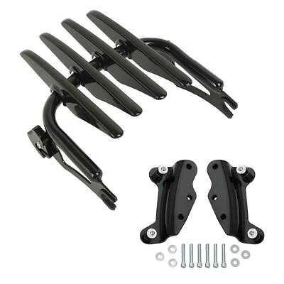 #ad Black Stealth Luggage Rack w Docking Hardware Fit For Harley Touring 2009 2013 $89.80