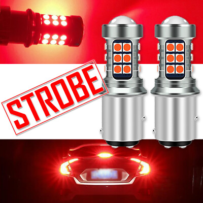 #ad 2X Strobe Flashing 1157 BAY15D Red 5630 33SMD LED Bulbs Brake Stop Parking Light $7.76
