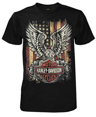 #ad Harley Davidson Men#x27;s Custom Freedom Short Sleeve Crew Neck Tee Black $28.95