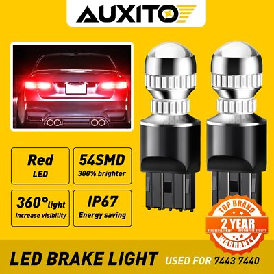 #ad AUXITO Red 7443 54SMD LED Tail Brake Stop Parking Turn Signal Light Bulbs 12V $15.99