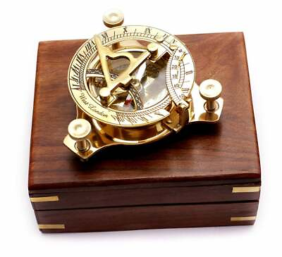 #ad Brass Marine Nautical Sundial Compass West London Maritime With Anchor Box $24.00