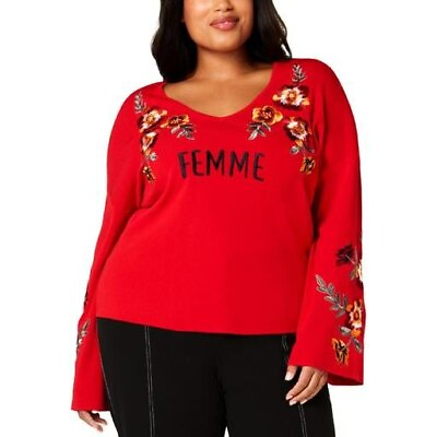 #ad I.N.C. Plus Size Embroidered Bell Sleeve Sweater $27.20