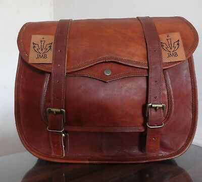 #ad one side motorcycle saddle bags side bag12quot;x15quot;x inch bag brown leather $58.90