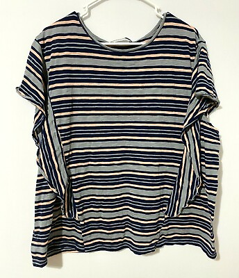 #ad Lee Riders womens multicolor short sleeve striped blouse size 2X w 24quot; chest $16.92