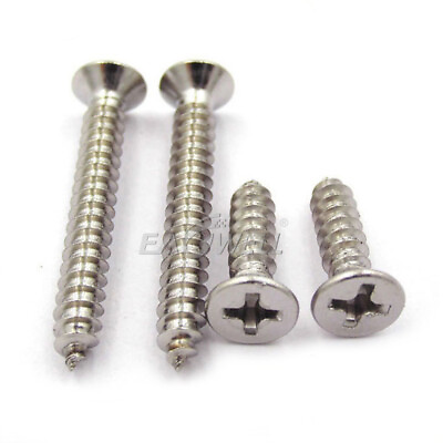 #ad 10 100X M2 M5 304 Stainless Phillips Countersunk Head Tapping Screws Wood Screws $8.17