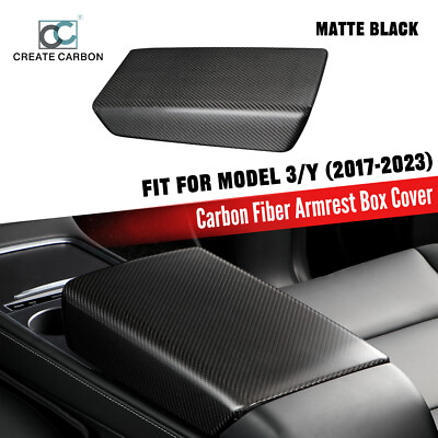 #ad Real Carbon Fiber Center Console Cover Armrest Trim For Tesla Model 3 Y 17 23 $125.99