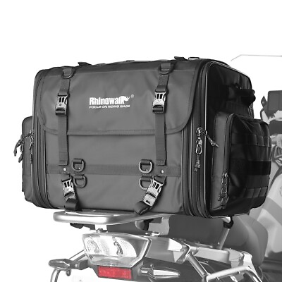 #ad Rhinowalk Motorcycle Travel Luggage Bag 60L Expandable 80L Tail Rear Seat Bag $139.90