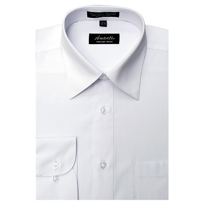 #ad Mens Dress Shirt Plain White Modern Fit Wrinkle Free Cotton Blend Amanti Spread $21.95