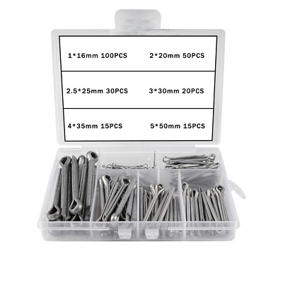 #ad Various sizes 304 Stainless Steel Cotter Pin Assortment Set Value Kit230 Pcs $11.98