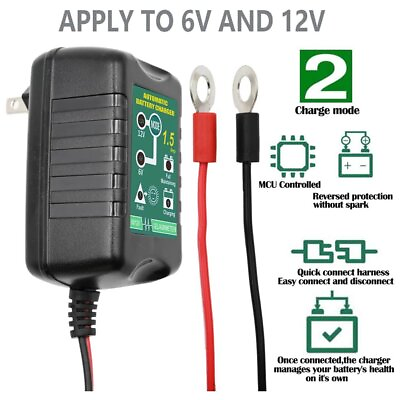 #ad 6V 12V Automatic Battery Charger Maintainer Motorcycle Trickle Float for Tender $19.99
