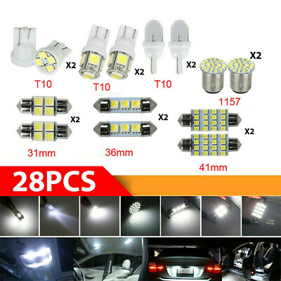 #ad 28Pcs LED Interior Lights Bulbs Set 6000K Car Trunk Dome Map License Plate Lamps $8.29
