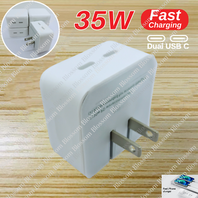 #ad 35W Dual USB C Wall Power Adapter TypeC Fast Charger For iPhone iPad Samsung Lot $10.25