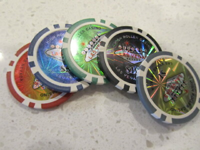 #ad High Roller Laser Las Vegas Sign Casino Chip Lot $1 5 25 50 100 FREE Poker Chip $8.05