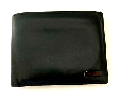 #ad Tumi Black Mens Wallet Bifold Flip Removable ID Holder $18.99
