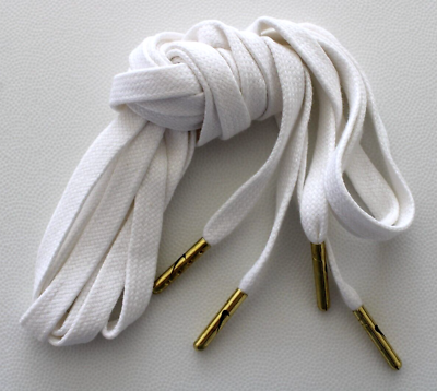 #ad Nike NSW Premium Wax Flat Laces Shoelaces 54quot; White Metallic Gold $17.95