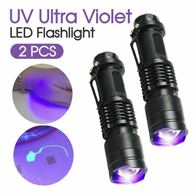 #ad 2x Super UV Torch Ultra Violet LED Flashlight Blue Purple Light Inspection Lamp $9.49