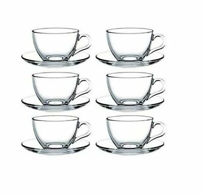 #ad Microwave Safe High Quality Tea amp; Coffee Cup 6 Pcs and Saucer 6 Pcs Set Clear $78.08