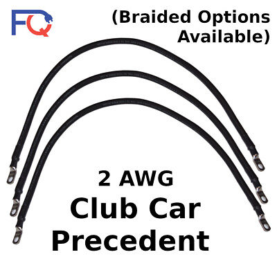 #ad 2 AWG Club Car Precedent Braided Golf Cart Battery Cable Set 3 pcs Made in USA $37.00