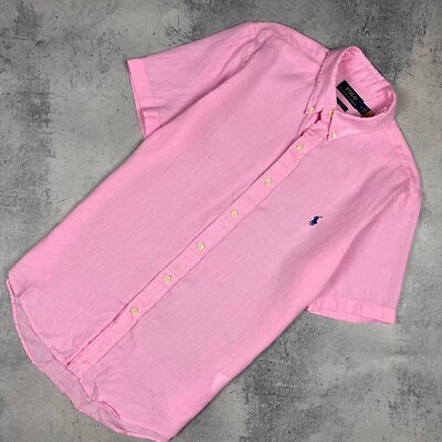 #ad Polo Ralph Lauren Linen Shirt Short Sleeve Mens Size M $65.00