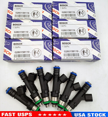 #ad 6x OEM Fuel Injector 0280158119 For Bosch Jeep Dodge Wrangler Chrysler 3.3L 3.8L $78.88