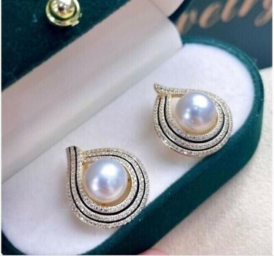 #ad NEW Gorgeous AAAA 10 11mm South Sea White Stud pearl earring 925s $49.99