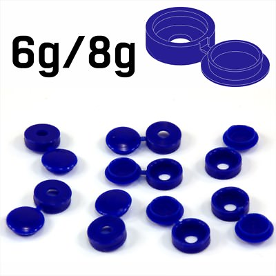 #ad SMALL BLUE PLASTIC SCREW COVER CAPS HINGED FOLD OVER TO FIT SIZE 6g 8g GAUGE GBP 179.99
