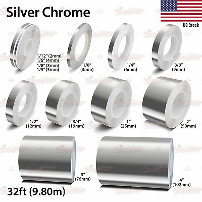 #ad SILVER CHROME Vinyl Pinstriping Pin Stripe Car Motorcycle Tape Decal Stickers $9.95