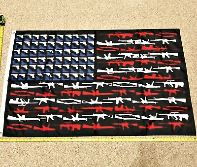 #ad #ad America NRA Gun FREE SHIPPING Flag Veterans Banner Poster Army Trump Guns 3x5#x27; $8.88