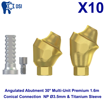 #ad 10x Titanium Set Sleeve Conical Angulated 30° Abutment Multi Unit 1.6m NP Ø3.5 $629.90