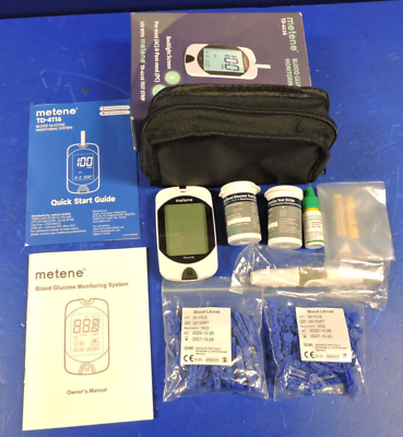 #ad NEW Metene TD 4116 Blood Glucose Monitor Kit 100 Strips 100 Lancets Complete $19.95