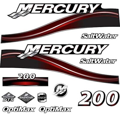 #ad Mercury New Outboard Decal Sticker Kit 200 HP Red $59.99