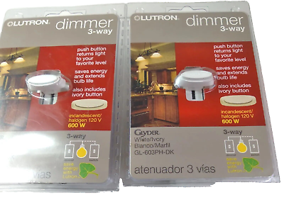 #ad Lutron Dimmer Switch 3 Way New White Ivory Factory Sealed Energy Saver Lot of 2 $38.00
