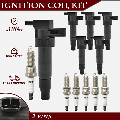 #ad 6x Ignition Coil amp; 6x Spark Plug for Hyundai Azera Santa Fe 3.3L $69.99