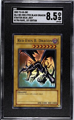 #ad 2003 Ultra Rare SDJ 001 Red Eyes Black Dragon 1st Edition SGC 8.5 $80.00