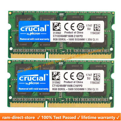 #ad CRUCIAL DDR3L 8GB 16GB 32GB 1600 MHz PC3 12800 Laptop Memory RAM SODIMM 204 Pin $13.85