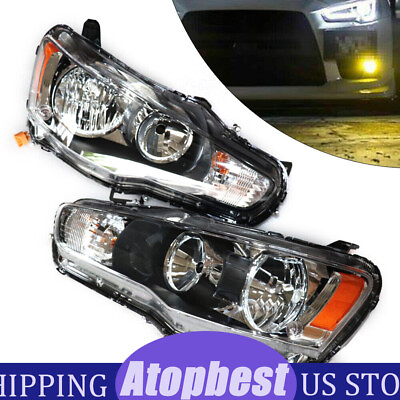 #ad For 2008 17 Mitsubishi Lancer EVO X Pair Headlights Headlamps Driver amp; Passenger $153.91