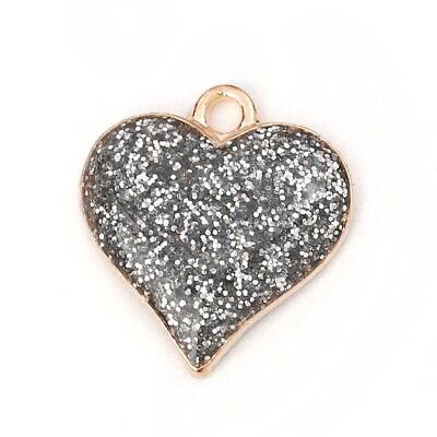 #ad 10pcs Charms Heart Glitter Metal Pendants DIY Necklace Bracelets Jewelry Finding $8.61