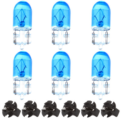 #ad 6pcs T10 socket 1 2quot; 6X T10 Blue Halogen Bulbs Instrument Panel Light New $8.02