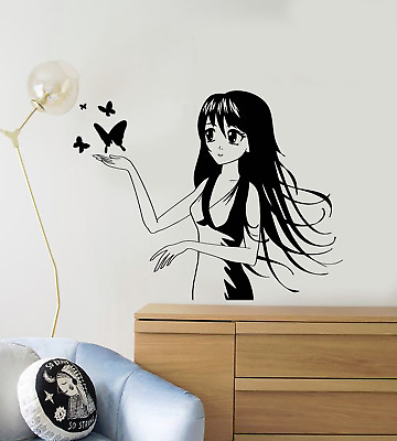 #ad Vinyl Wall Decal Anime Manga Butterfly Kids Girl Room Art Stickers Mural ig5010 $69.99