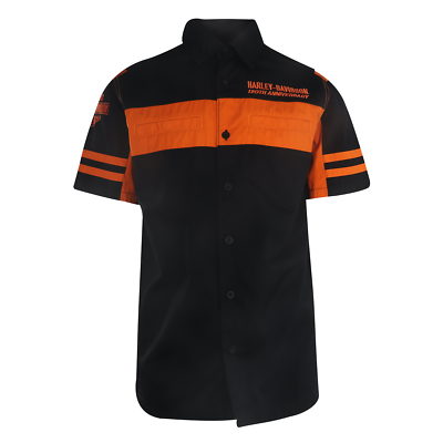 #ad Harley Davidson Men#x27;s Shirt 120th Year Anniversary Orange Woven 503 C $67.50