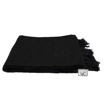 #ad Mexican Blanket Black Solid Yoga Prop Thick amp; Soft Handmade Serape Throw Falsa $19.95