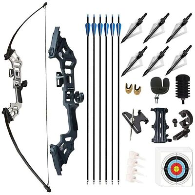 #ad 30 40 50 Pound Archery 51 Inch Recurve Bow and Arrow Set Riser Longbow Kit $183.63