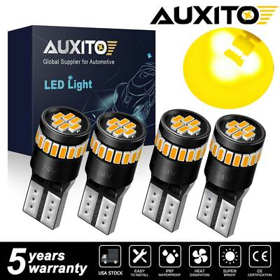 #ad AUXITO Super Bright Amber LED Bulbs Front Sidemarker Lights 168 192 194 2825 T10 $11.99