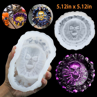 #ad Silicone Skull Resin Ashtray Mold Epoxy Casting Art Coaster Mould DIY Craft Tool $10.48