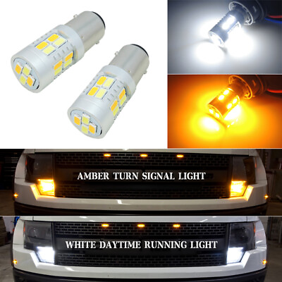 #ad 2 Switchback 1157 2357 2057 LED Front Turn Signal Parking Light Bulbs Dual Color $13.99